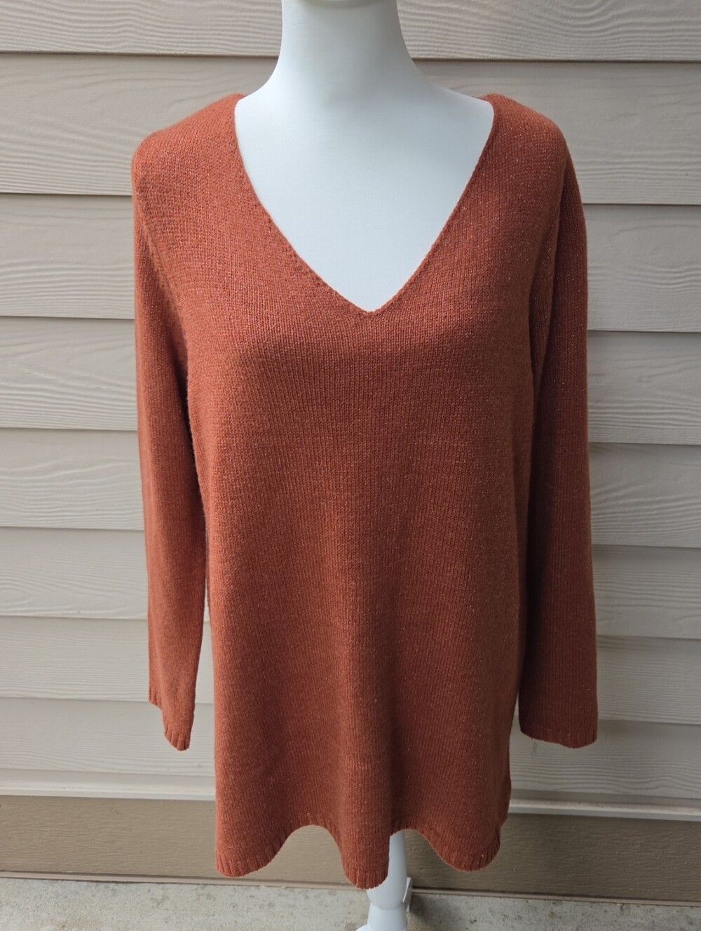 Merona Women's V-Neck Sweater Rust Orange XXL